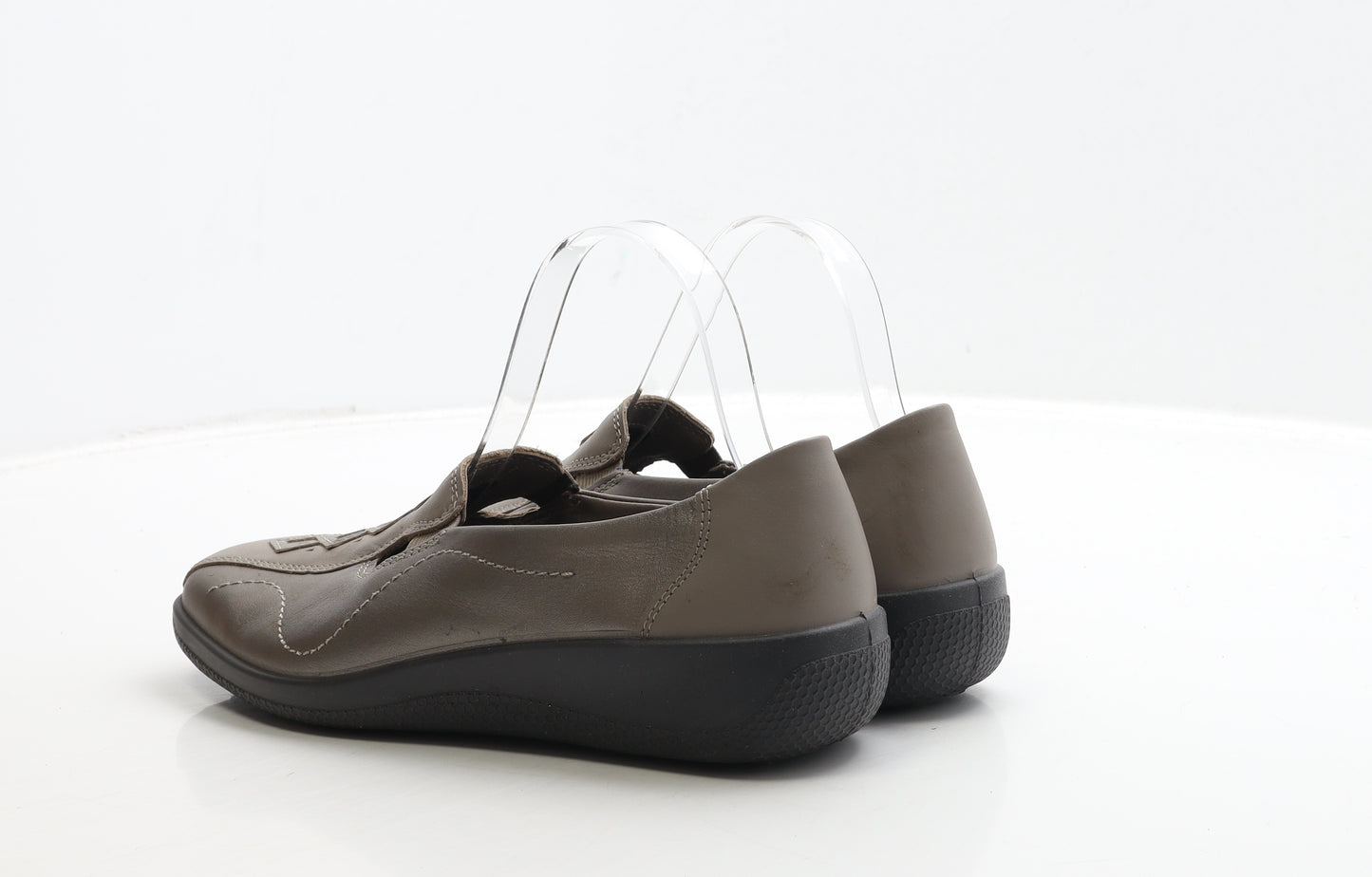 Hotter Womens Grey Geometric Leather Loafer Flat UK 7