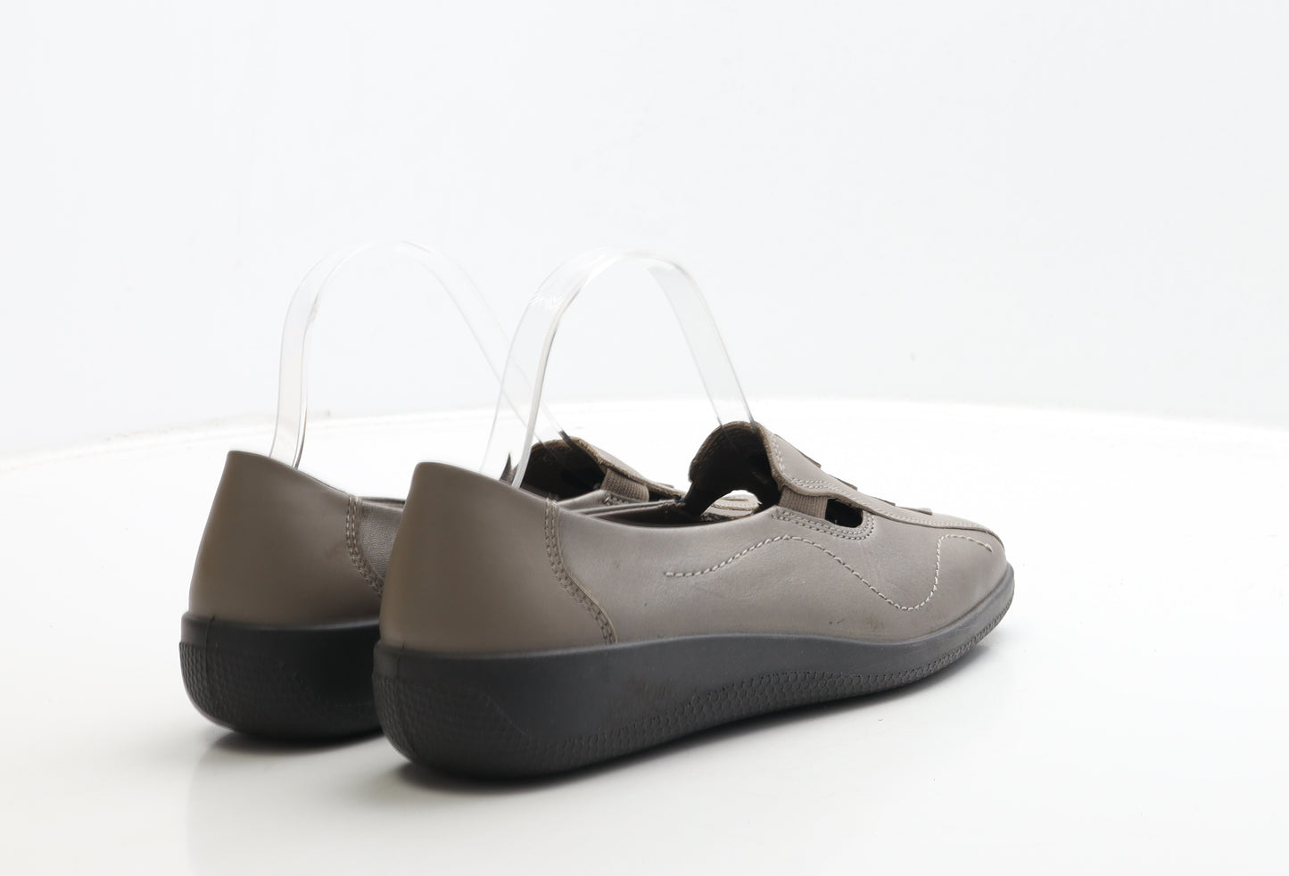 Hotter Womens Grey Geometric Leather Loafer Flat UK 7