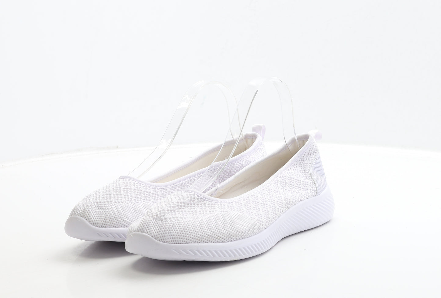 Primark Womens White Geometric Polyester Slip On Flat UK 6 39