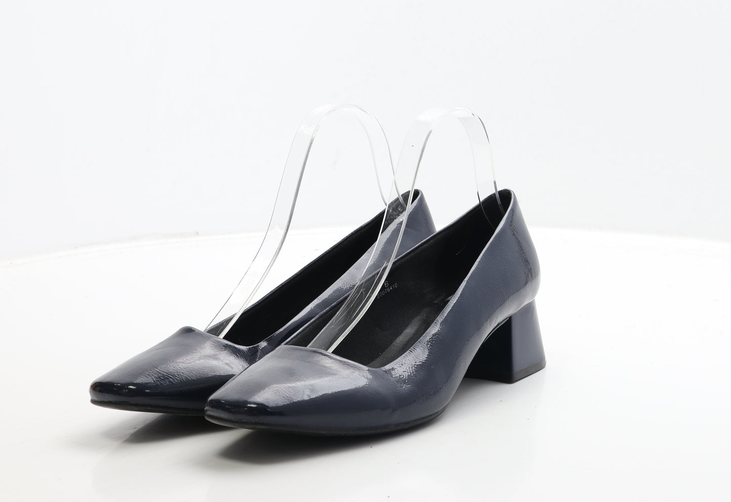 Marks and Spencer Womens Blue Patent Leather Court Heel UK 6