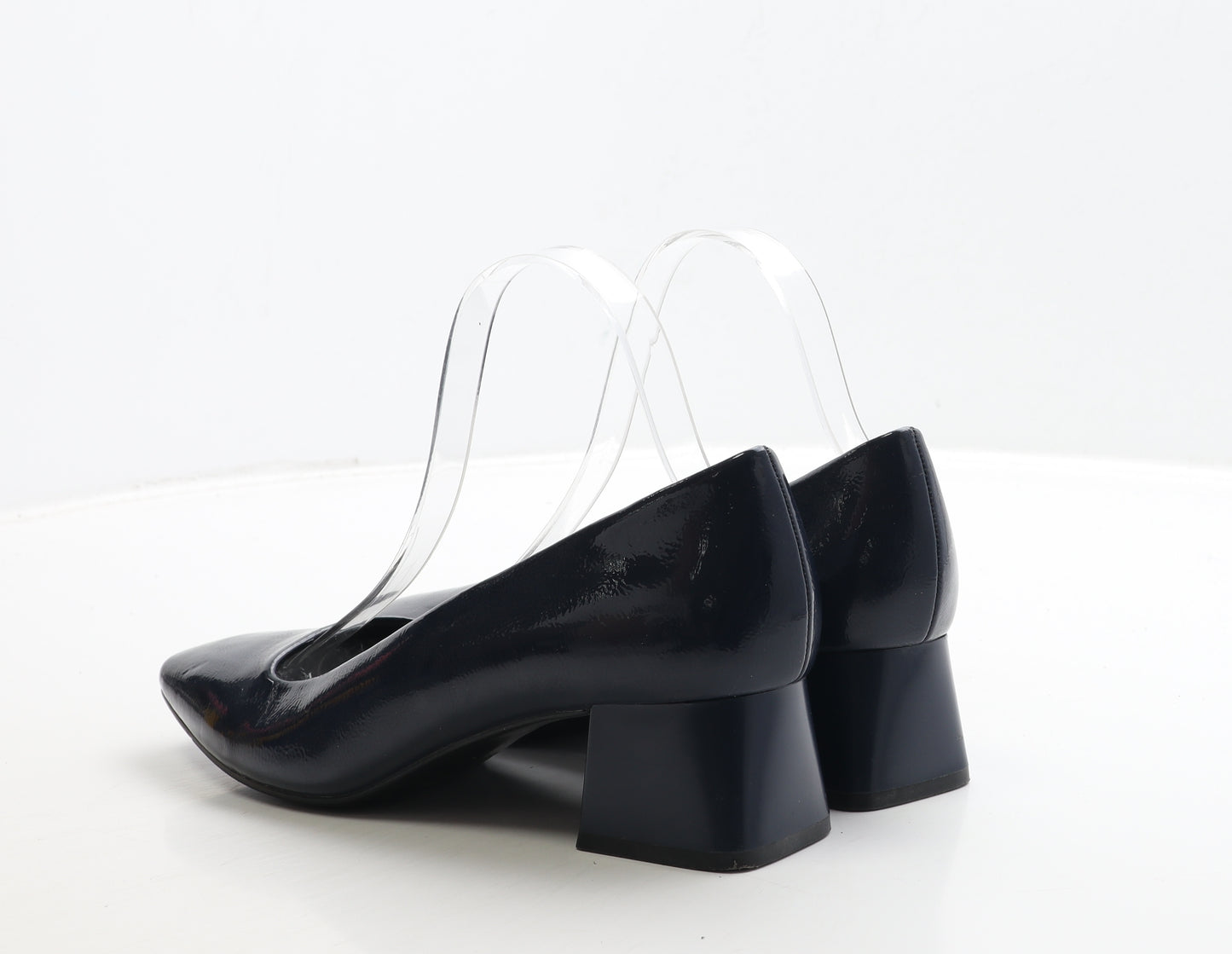 Marks and Spencer Womens Blue Patent Leather Court Heel UK 6