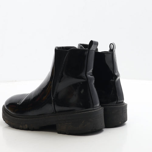 New Look Girls Black PVC Chelsea Boot UK 3 36