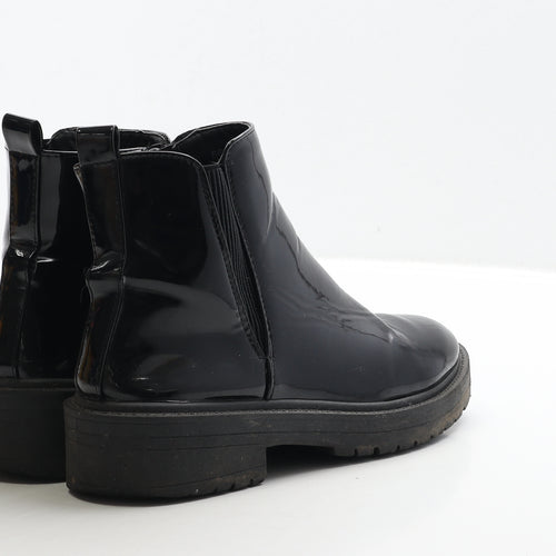 New Look Girls Black PVC Chelsea Boot UK 3 36