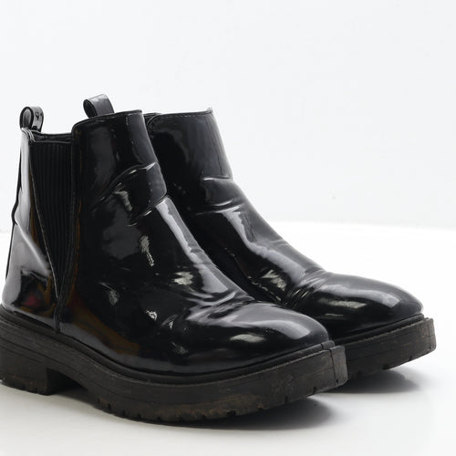 New Look Girls Black PVC Chelsea Boot UK 3 36