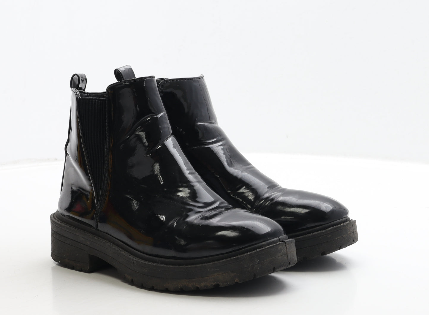 New Look Girls Black PVC Chelsea Boot UK 3 36