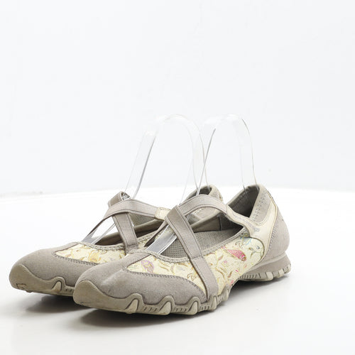 Skechers Womens Grey Geometric Suede Slip On Flat UK 3 36 - Fish Detail