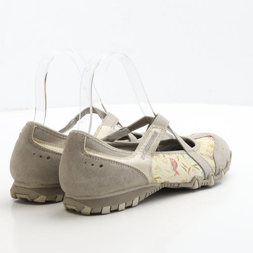 Skechers Womens Grey Geometric Suede Slip On Flat UK 3 36 - Fish Detail