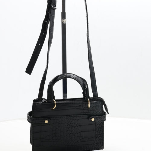 Primark Womens Black Geometric PVC Crossbody Size Small Zip