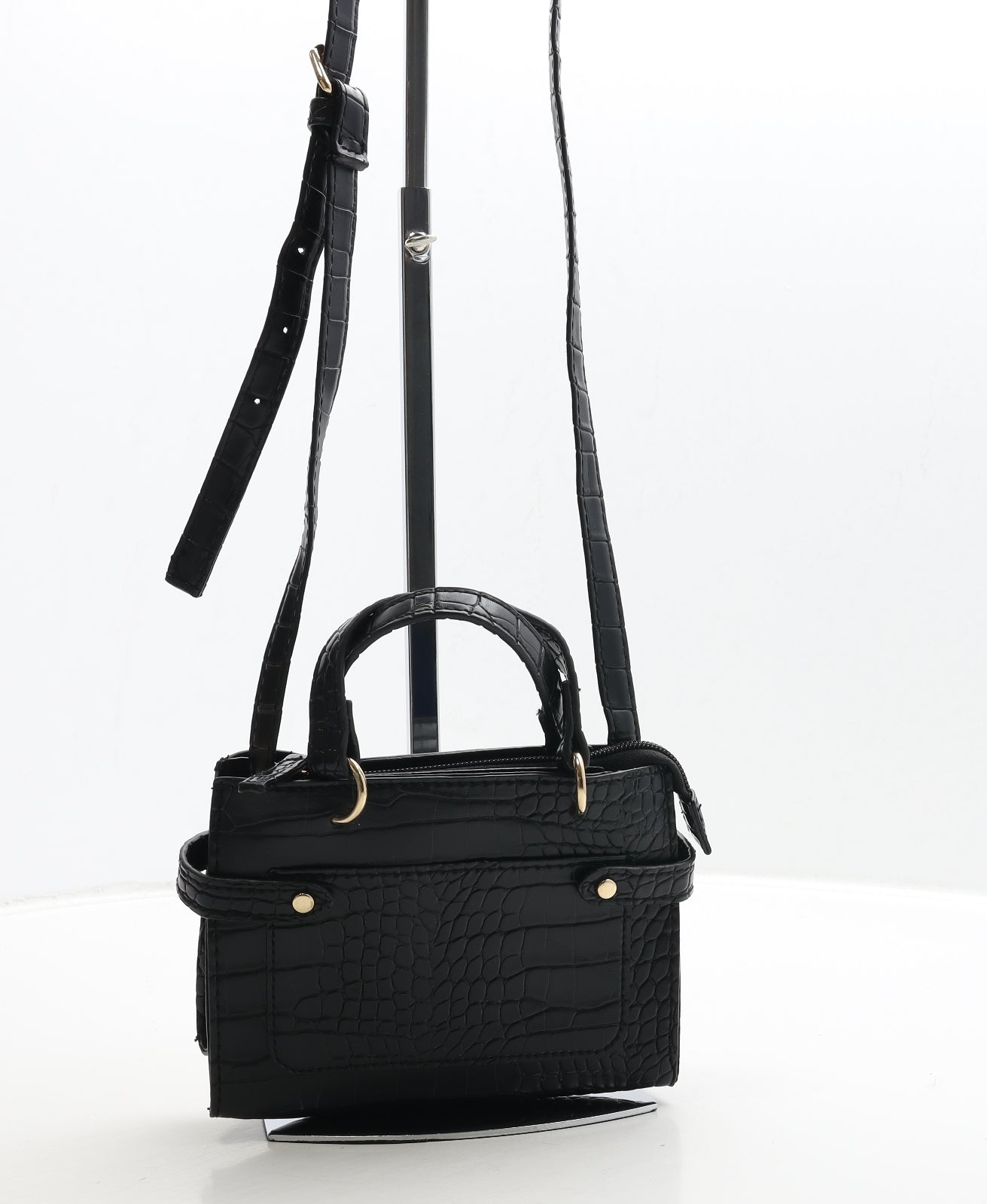 Primark Womens Black Geometric PVC Crossbody Size Small Zip