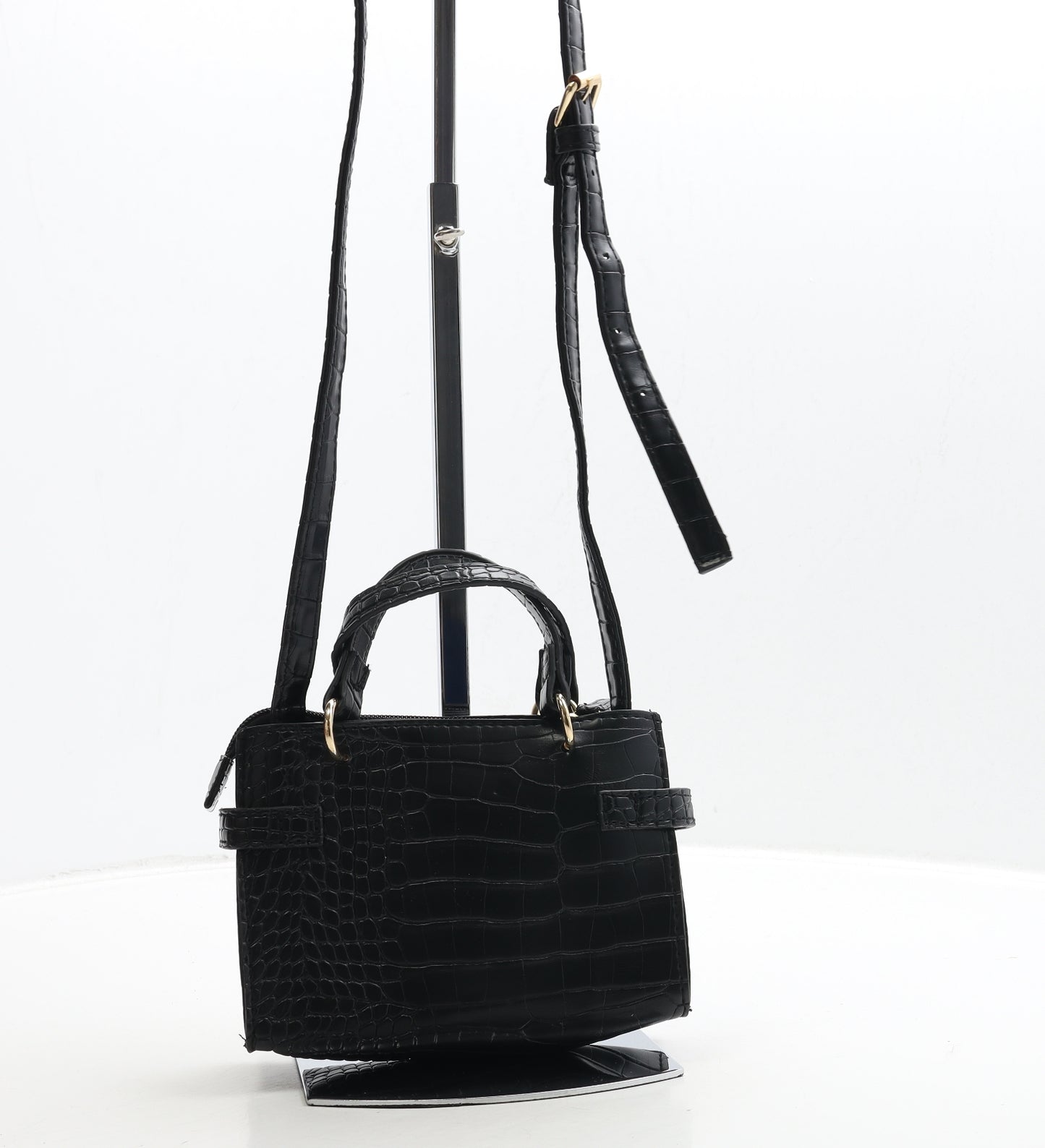 Primark Womens Black Geometric PVC Crossbody Size Small Zip