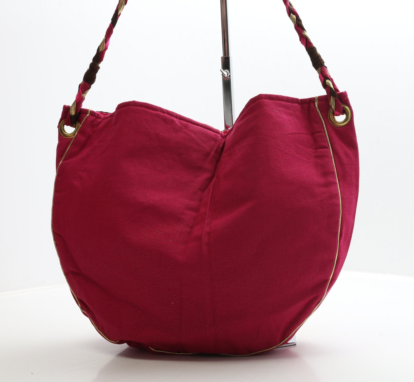 NEXT Womens Pink Geometric Cotton Shoulder Bag Size Medium Snap