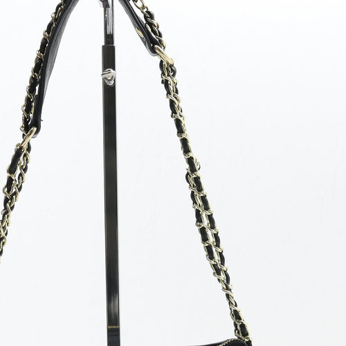 Marc B Womens Black Leather Shoulder Bag Size Small Turn Lock