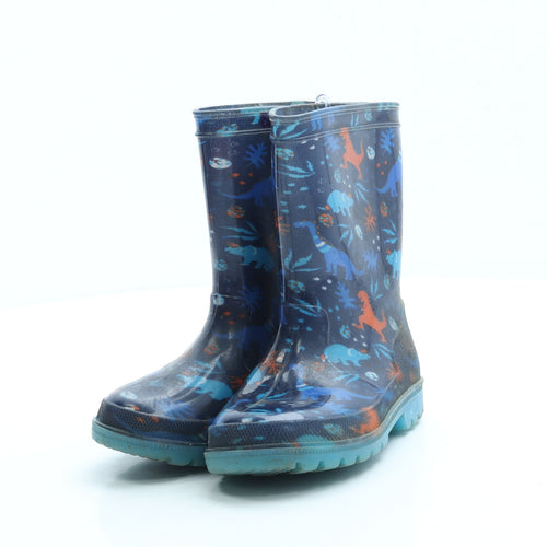 Mountain Warehouse Boys Blue Geometric Rubber Wellies Boot UK 9 - Dinosaur