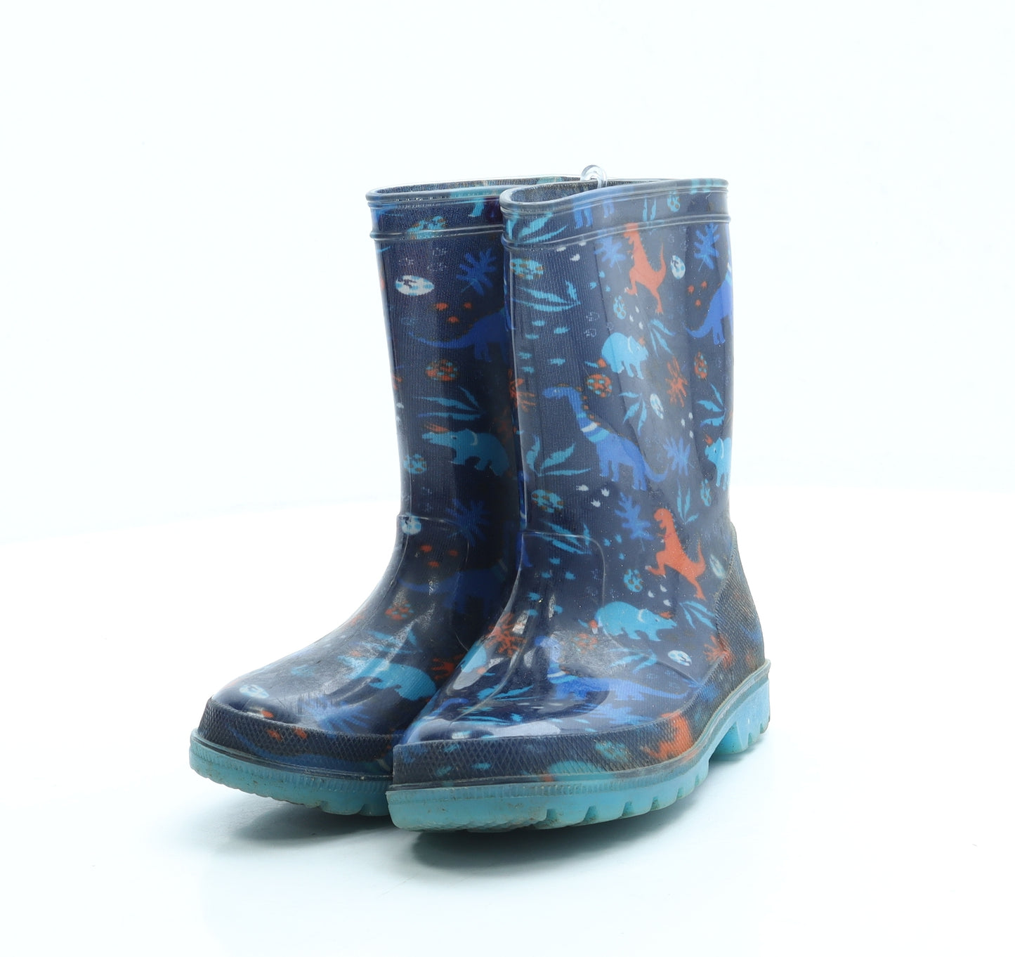 Mountain Warehouse Boys Blue Geometric Rubber Wellies Boot UK 9 - Dinosaur