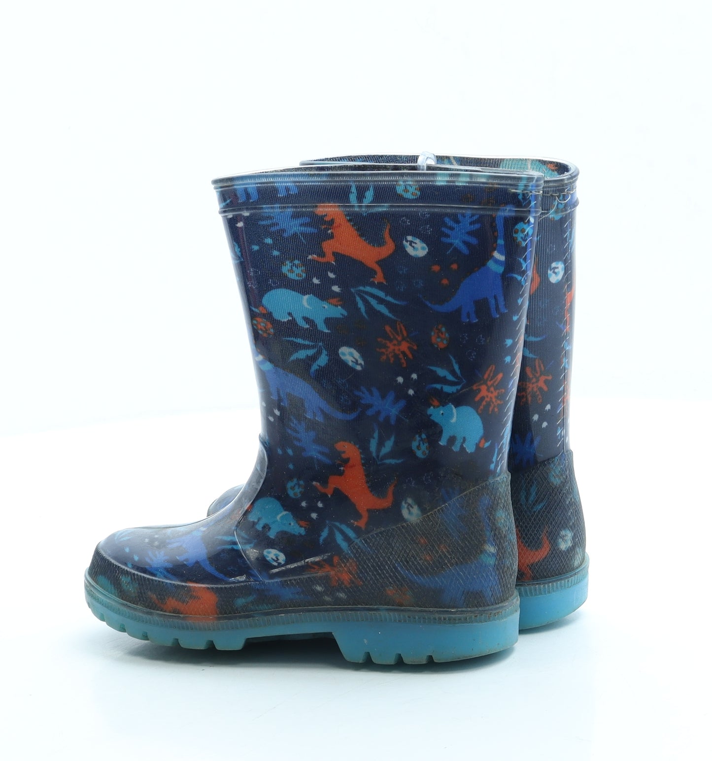 Mountain Warehouse Boys Blue Geometric Rubber Wellies Boot UK 9 - Dinosaur