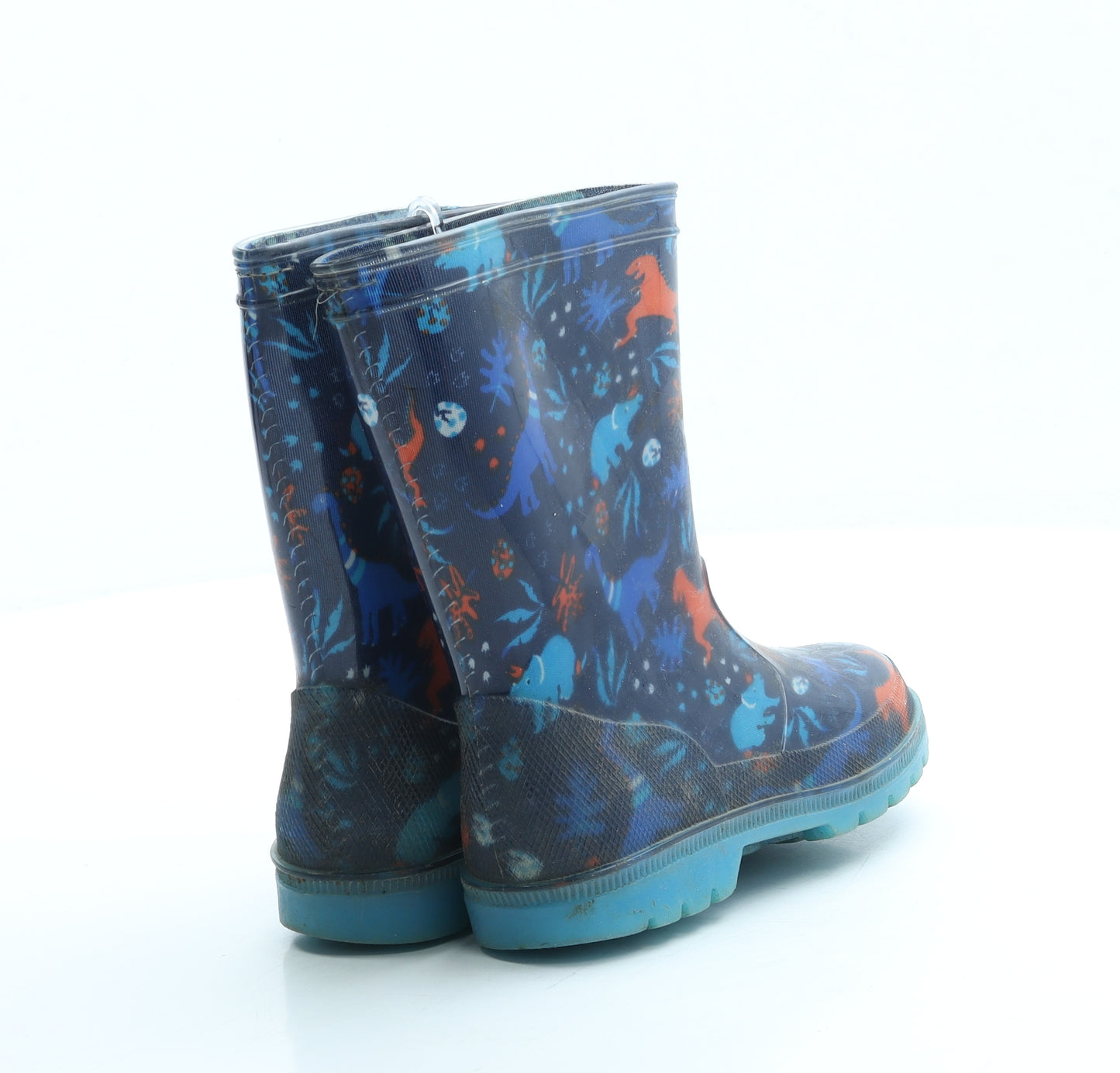 Mountain Warehouse Boys Blue Geometric Rubber Wellies Boot UK 9 - Dinosaur