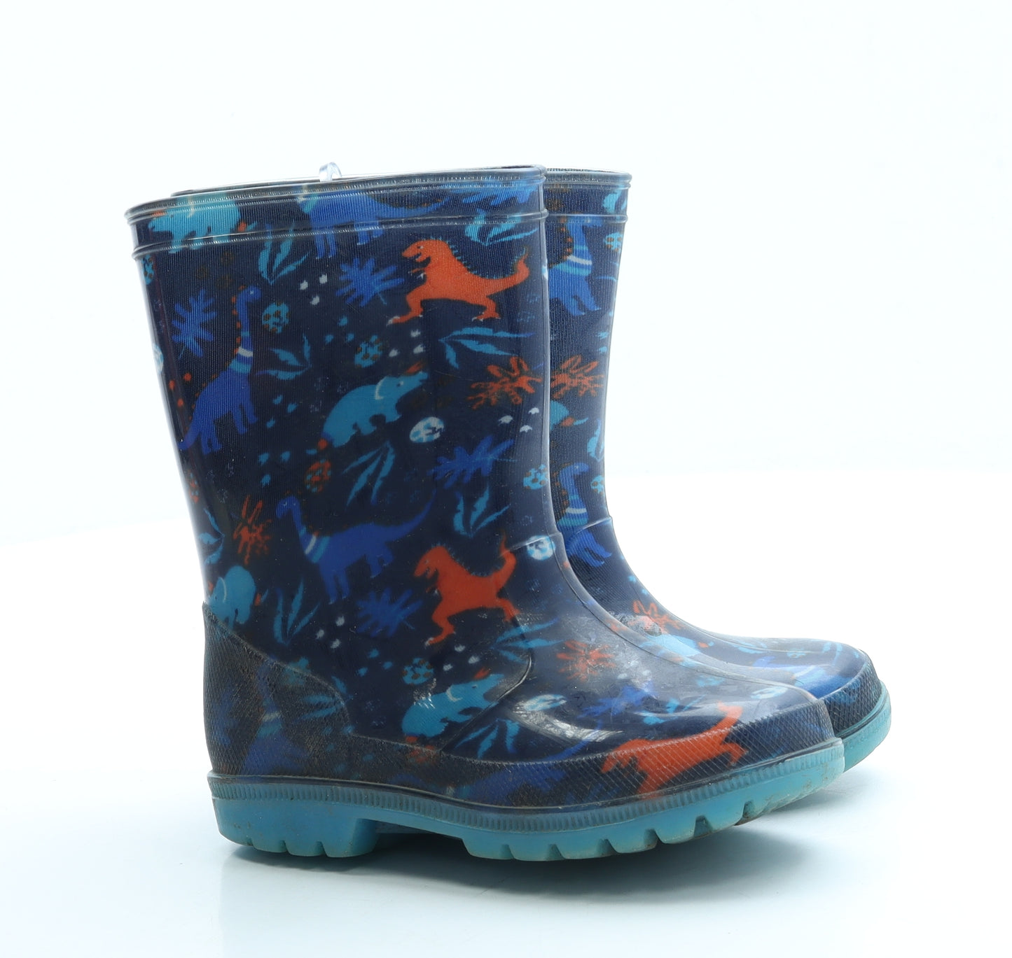 Mountain Warehouse Boys Blue Geometric Rubber Wellies Boot UK 9 - Dinosaur