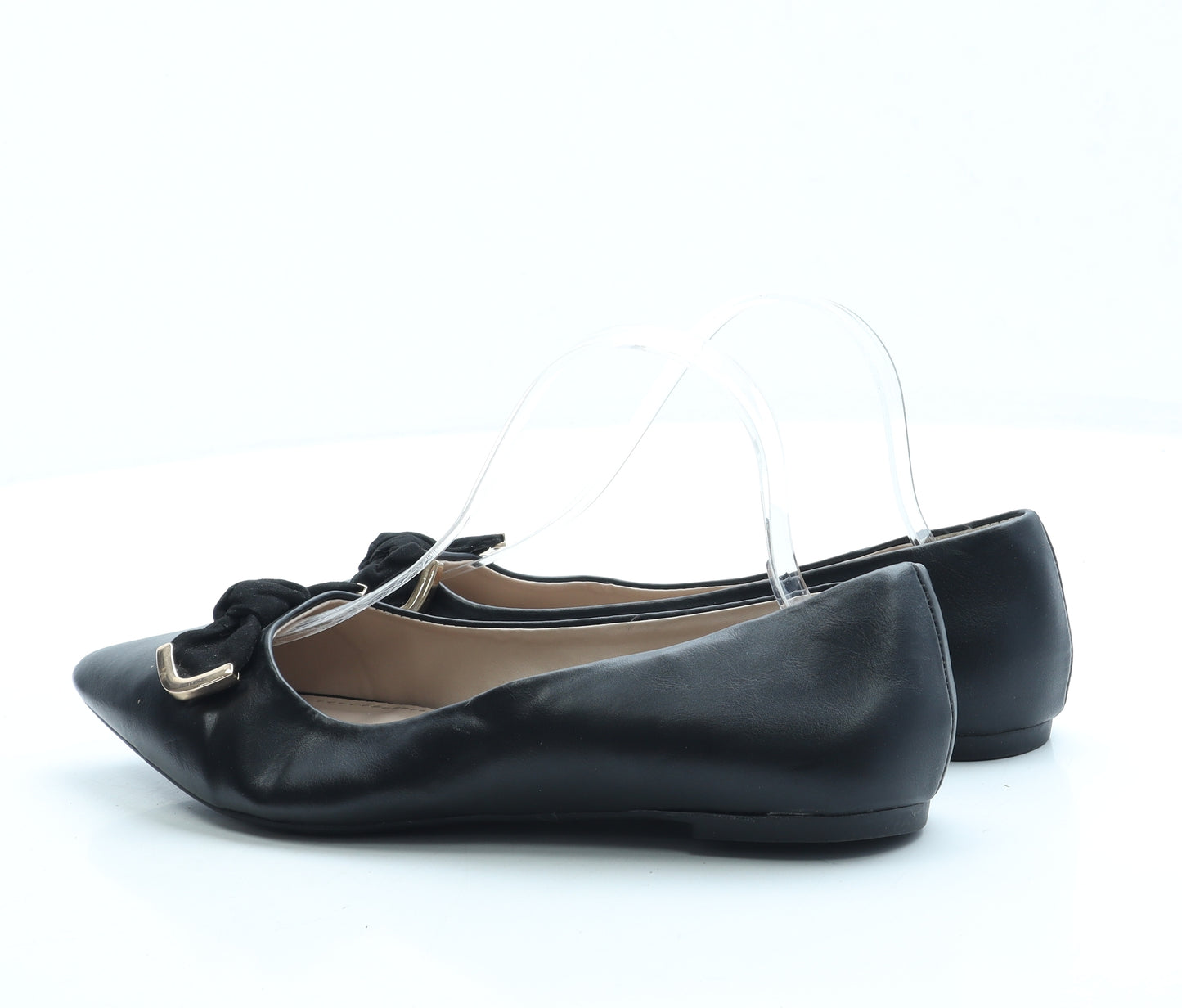 Dorothy Perkins Womens Black Leather Ballet Flat UK 6 - Wide Fit