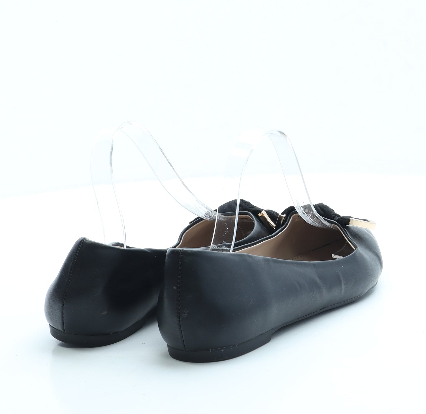 Dorothy Perkins Womens Black Leather Ballet Flat UK 6 - Wide Fit