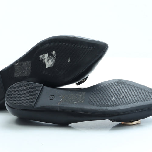 Dorothy Perkins Womens Black Leather Ballet Flat UK 6 - Wide Fit