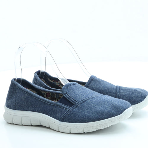 ISLE Womens Blue Polyester Slip On Flat UK 5