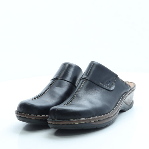 Josef Seibel Womens Black Leather Slip On Flat UK 8 41