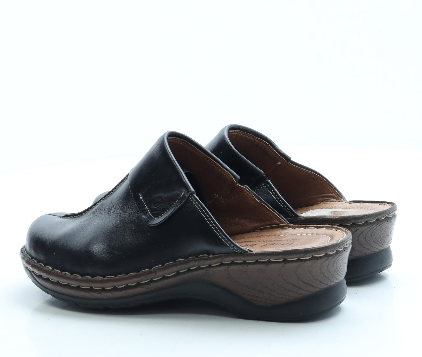 Josef Seibel Womens Black Leather Slip On Flat UK 8 41