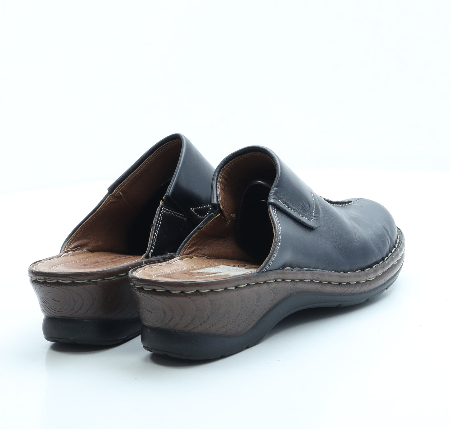 Josef Seibel Womens Black Leather Slip On Flat UK 8 41