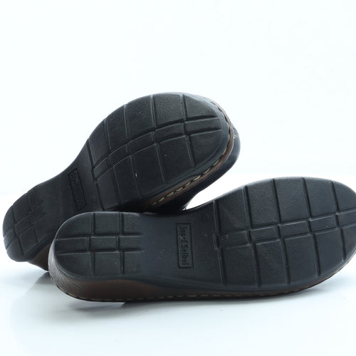 Josef Seibel Womens Black Leather Slip On Flat UK 8 41