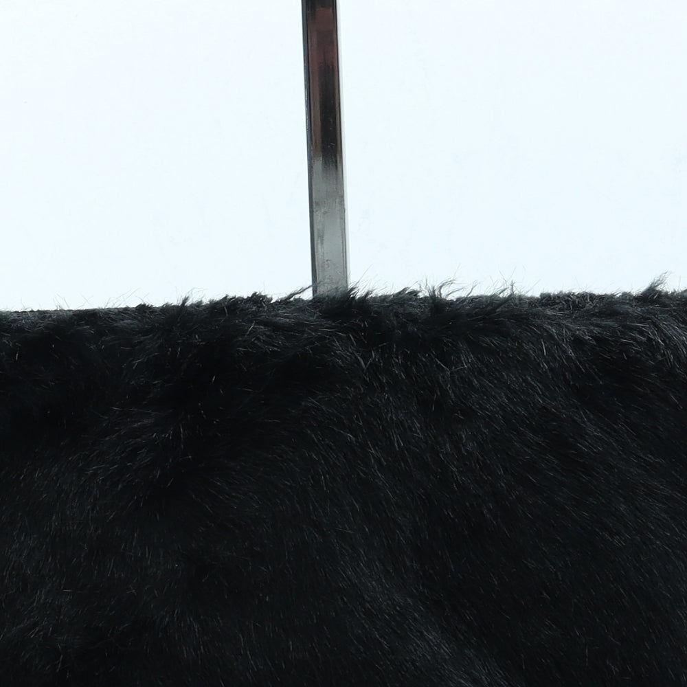 Preworn Womens Black Faux Fur Clutch Size Small Zip
