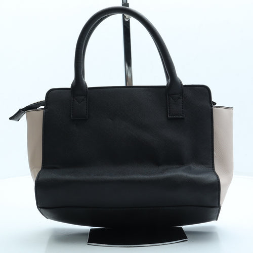 F&F Womens Black Striped Vinyl Shoulder Bag Size Small Zip
