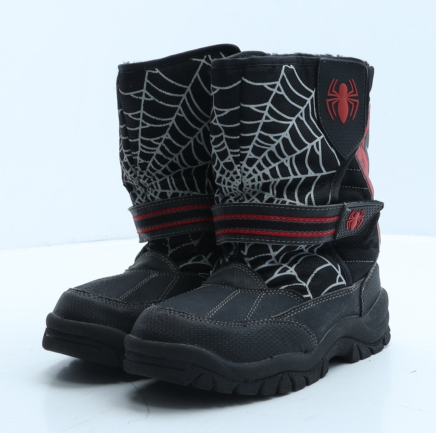George Boys Black Geometric Leather Snow Boot Boot UK 13 - Spiderman