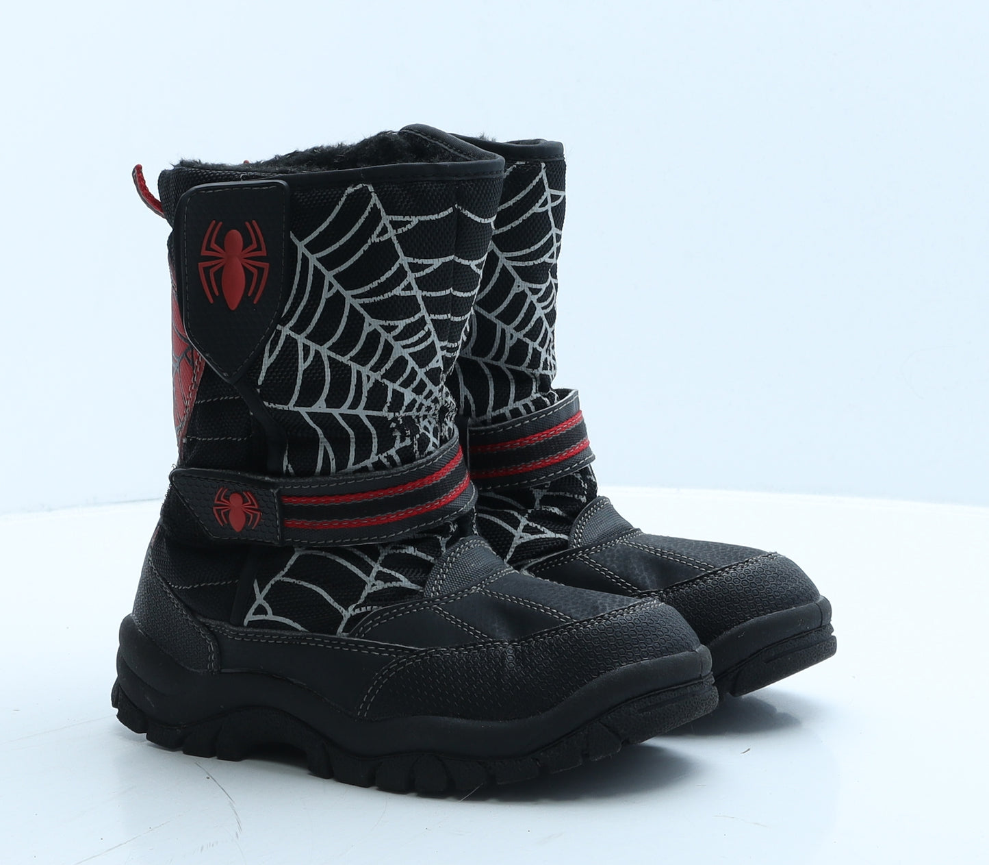 George Boys Black Geometric Leather Snow Boot Boot UK 13 - Spiderman
