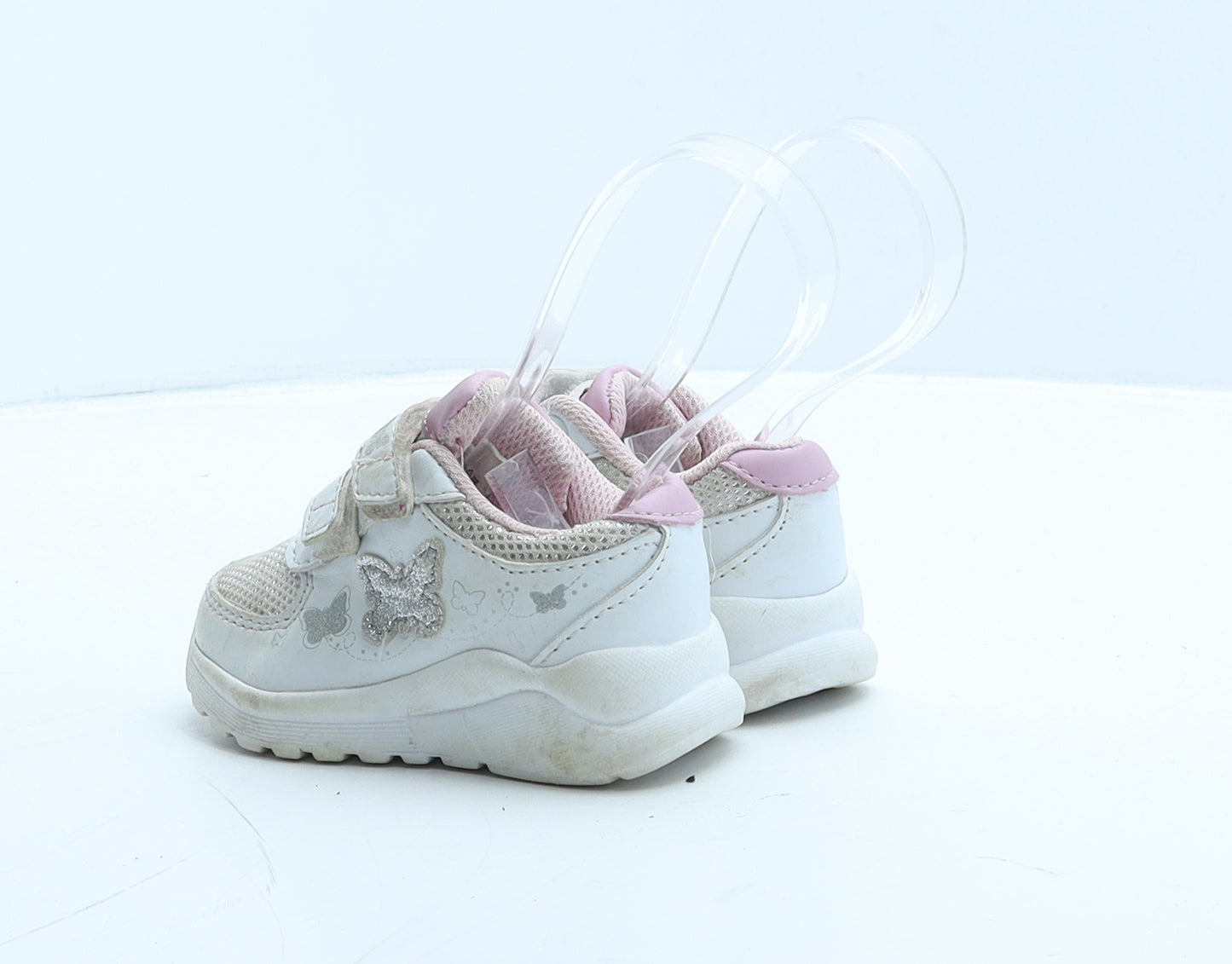 F&F Girls White Leather Trainer UK 4 20 - Butterfly