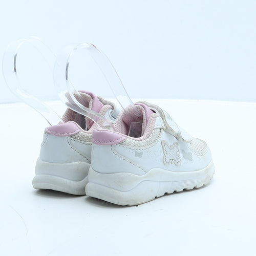 F&F Girls White Leather Trainer UK 4 20 - Butterfly