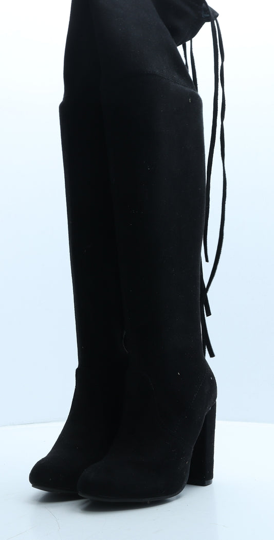 Preworn Womens Black Suede Slip On Boot UK 3 36