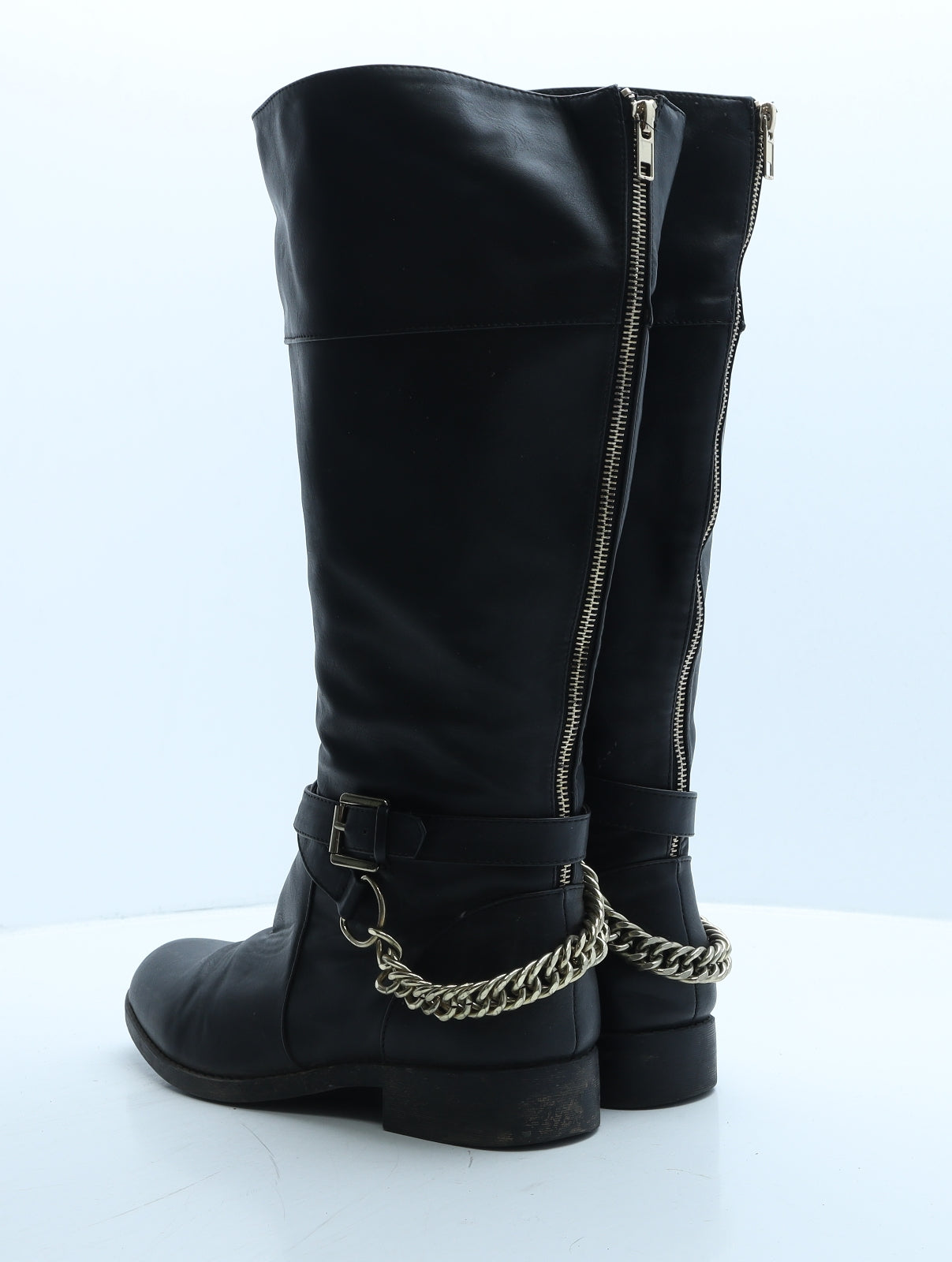 New Look Womens Black Leather Slip On Boot UK 7 40