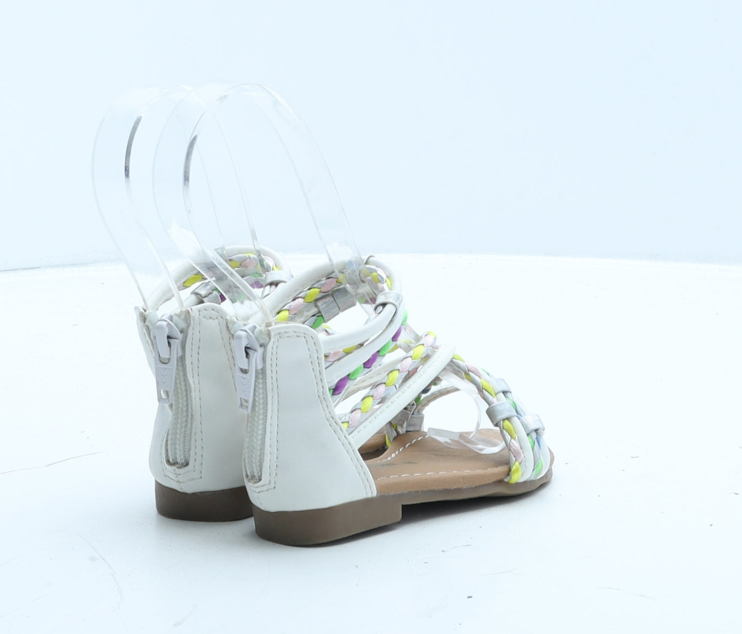 George Girls White Leather Gladiator Sandal UK 5 - Braids
