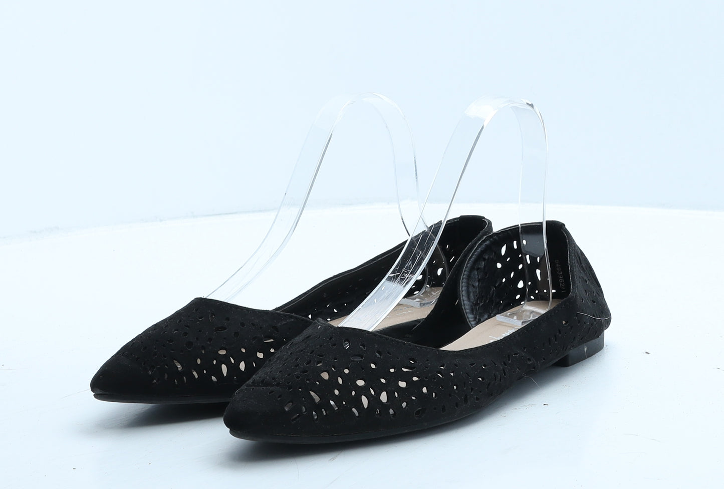 New Look Womens Black Geometric Suede Flat UK 5 38