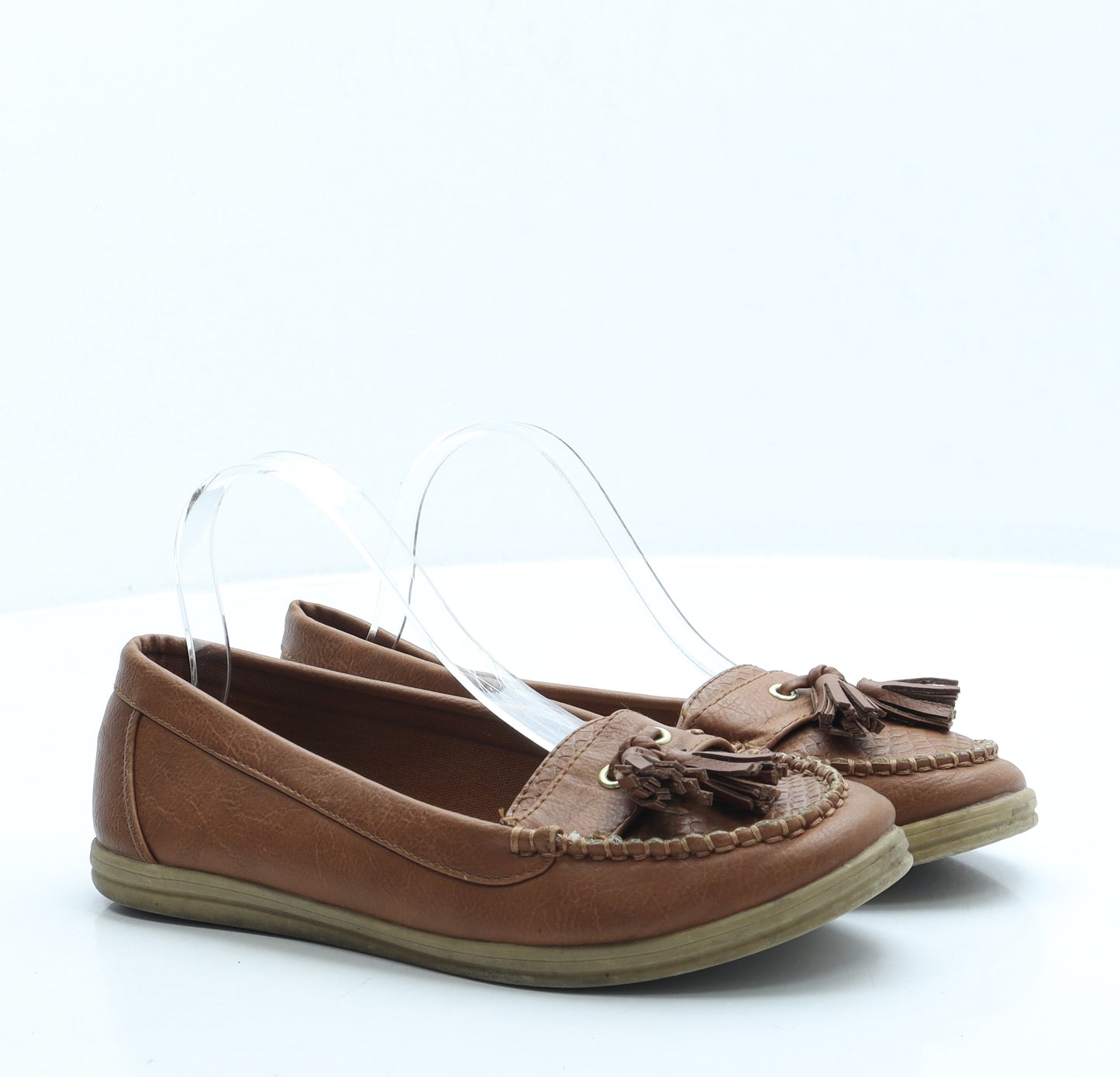 Roberto Vianni Womens Brown Leather Loafer Flat UK 6 39