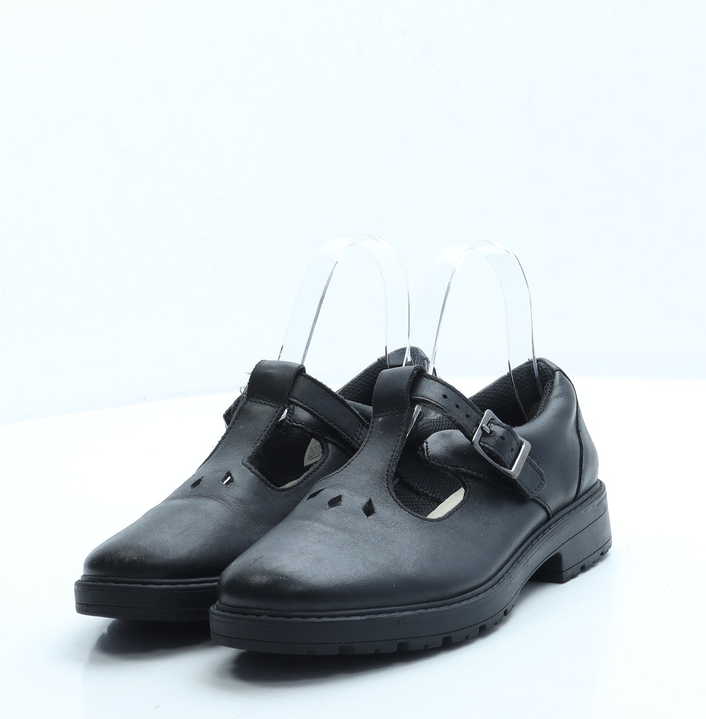 Clarks Girls Black Leather Mary Jane Flat UK 3