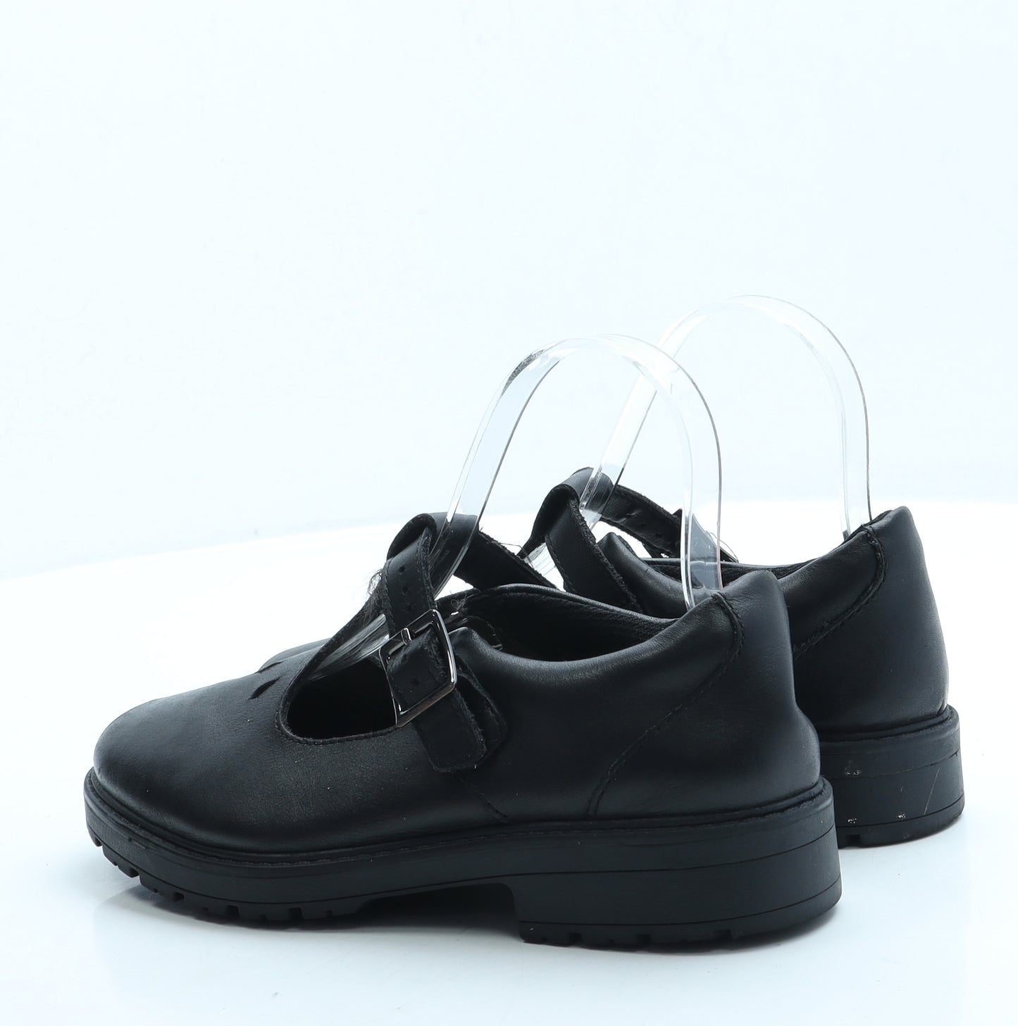 Clarks Girls Black Leather Mary Jane Flat UK 3