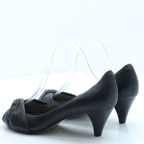 Marks and Spencer Womens Black Leather Mule Heel UK 6.5 40 - Wide Fit