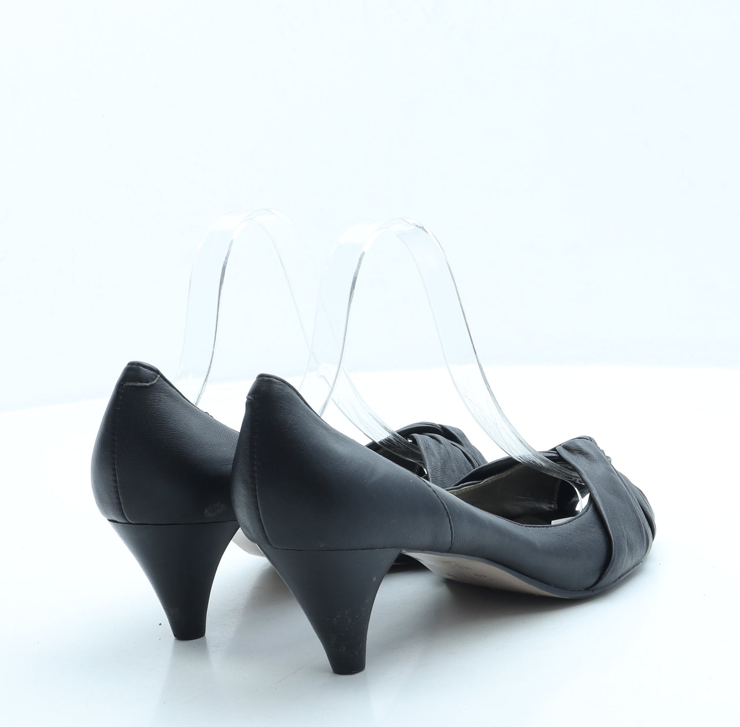 Marks and Spencer Womens Black Leather Mule Heel UK 6.5 40 - Wide Fit