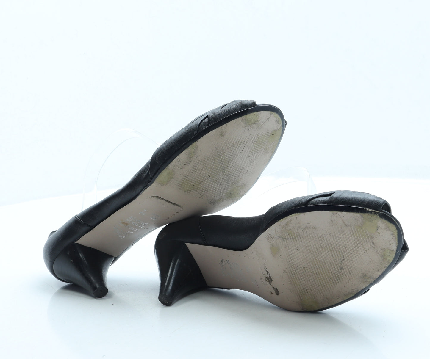 Marks and Spencer Womens Black Leather Mule Heel UK 6.5 40 - Wide Fit