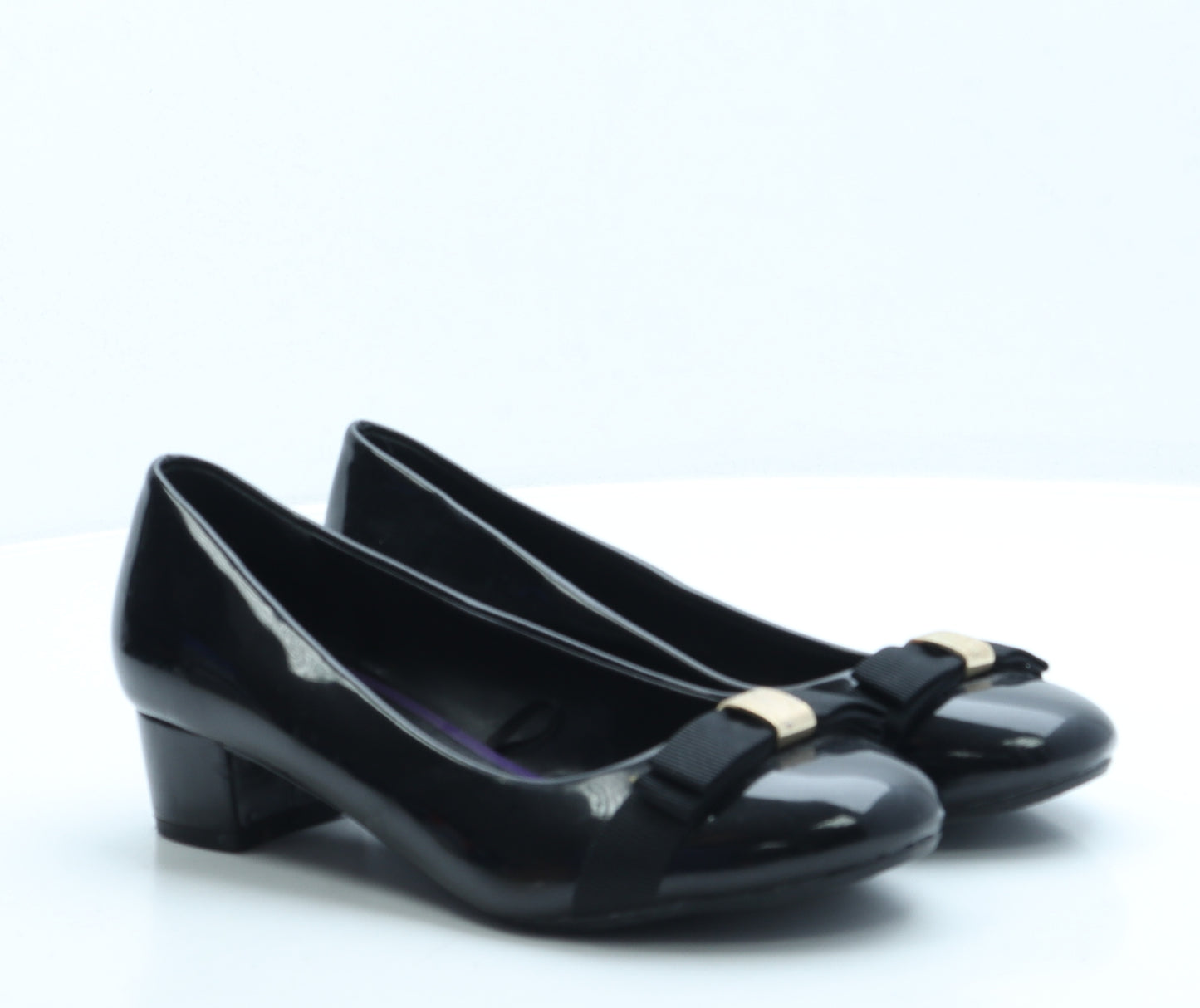 Dunnes Womens Black Patent Leather Court Heel UK 6.5 40
