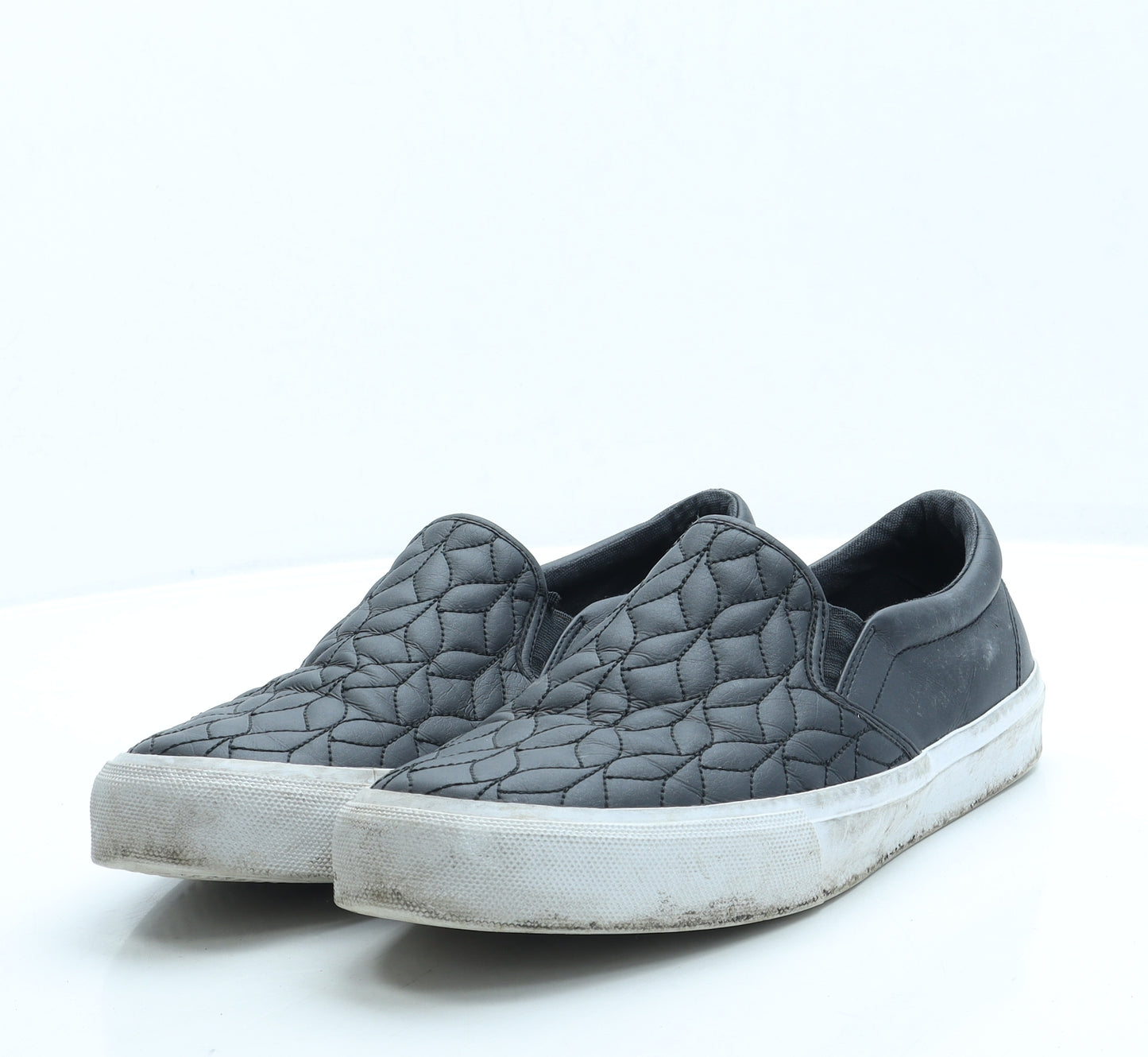 ASOS Mens Black Geometric Leather Slip On Casual UK 10