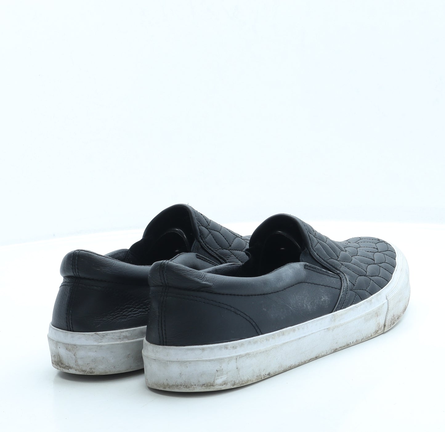 ASOS Mens Black Geometric Leather Slip On Casual UK 10