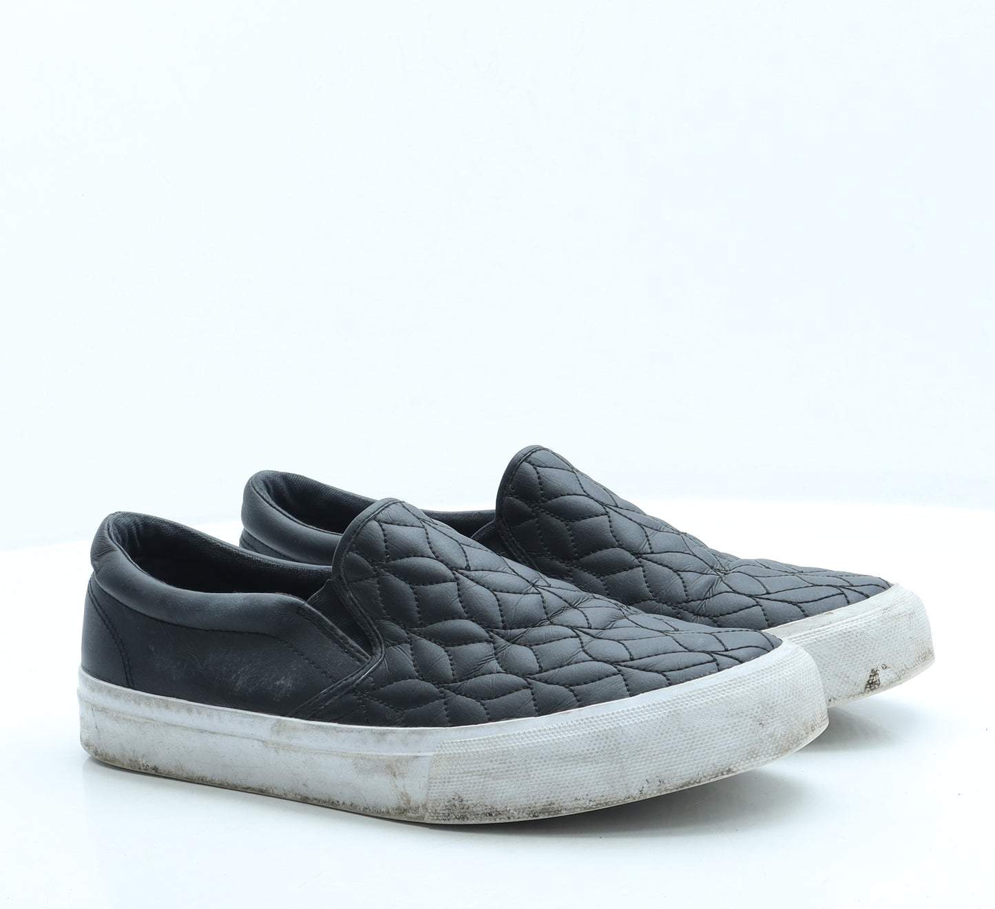 ASOS Mens Black Geometric Leather Slip On Casual UK 10