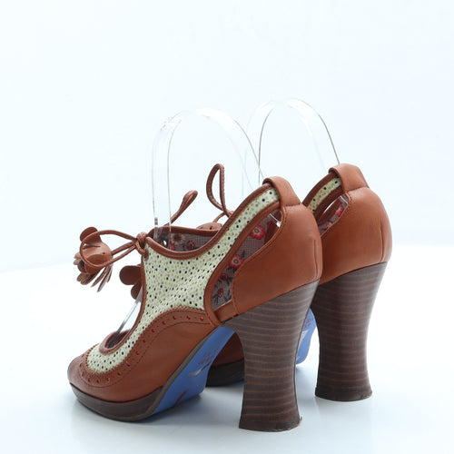Poetic Licence Womens Brown Polka Dot Polyester Slingback Heel UK 4 37